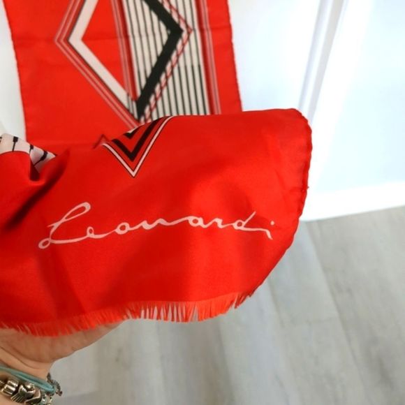 Vintage Symphony Scarfs Leonardi red and white made in Italy - Picture 3 of 11